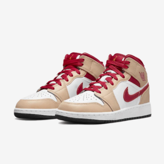 Jordan 1 Mid Light Curry Cardinal (GS)