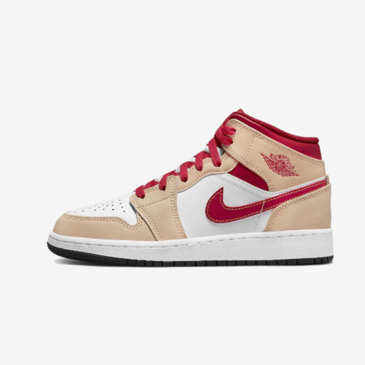 Jordan 1 Mid Light Curry Cardinal (GS)